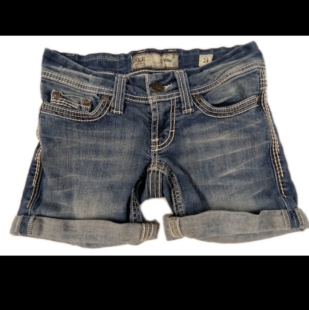 BKE Denim STELLA Super Low Rise Stretch Denim Jean Shorts Size 24 Style #BPL1010